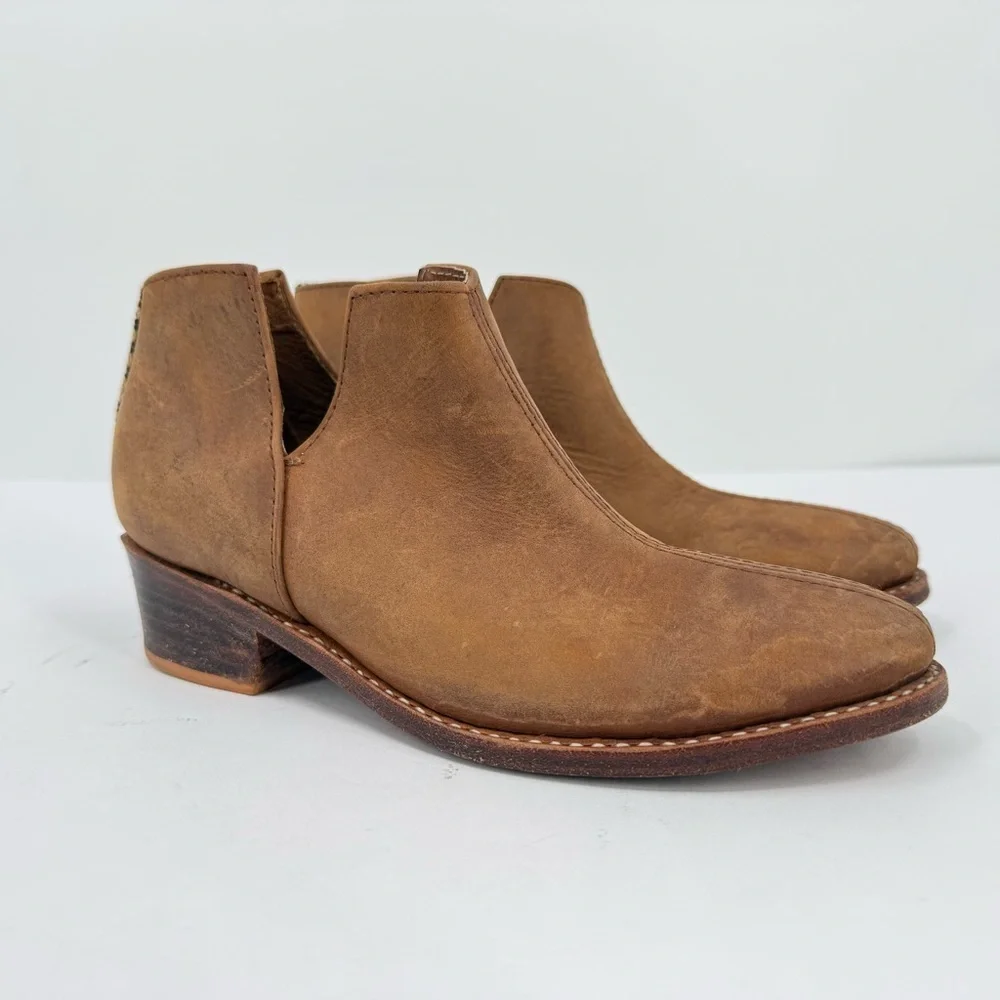 The Root Collective x Dressember Blythe Handmade Leather Chestnut Brown Bootie 6